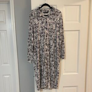 Black and White Paisley Ribbed Shirt Dress